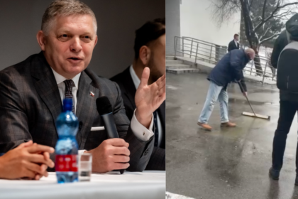 Zmazane napisy ukrajinske stuhy a palec hore od Fica