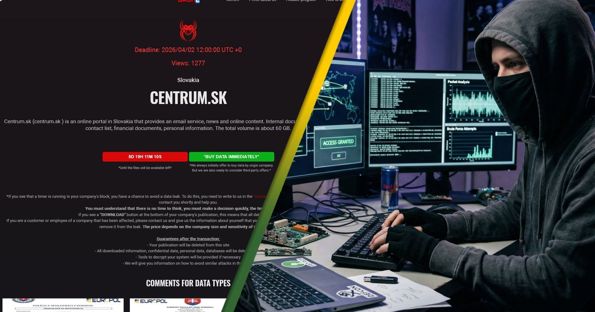 Slovenskemu serveru udajne unikli gigabajty dat Prevadzkovatel uspesny utok popiera